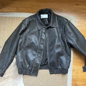 Oak & Fort VINTAGE INSPIRED VEGAN LEATHER BOMBER JACKET - Never Worn (NWOT)